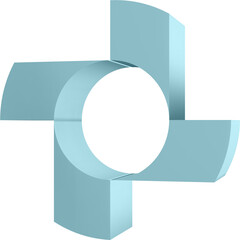 3d illustration render logo in the form of a cross of blue on a transparent background