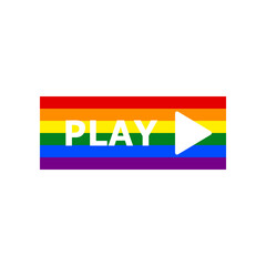 Play button sign. Rainbow gay LGBT rights colored Icon at white Background. Illustration.