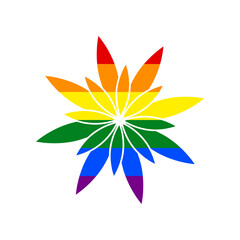 Fototapeta premium Flower sign. Rainbow gay LGBT rights colored Icon at white Background. Illustration.