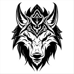 Viking Wolf head design for Viking Celtic illustration motive tattoo - obrazy, fototapety, plakaty
