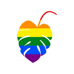 Leaf sign. Rainbow gay LGBT rights colored Icon at white Background. Illustration.