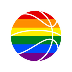 Basketball sign. Rainbow gay LGBT rights colored Icon at white Background. Illustration.