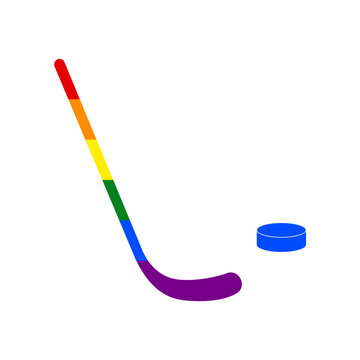 Stick and field sign. Rainbow gay LGBT rights colored Icon at white Background. Illustration.