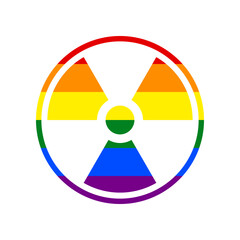 Radiation sign. Rainbow gay LGBT rights colored Icon at white Background. Illustration.