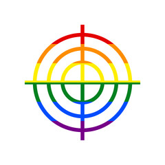 Target aiming sign. Rainbow gay LGBT rights colored Icon at white Background. Illustration.