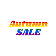 Autumn sale inscription. Rainbow gay LGBT rights colored Icon at white Background. Illustration.