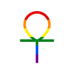 Ankh symbol, egyptian word for life, symbol of immortality. Rainbow gay LGBT rights colored Icon at white Background. Illustration.