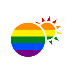 Solar eclipse sign. Rainbow gay LGBT rights colored Icon at white Background. Illustration.