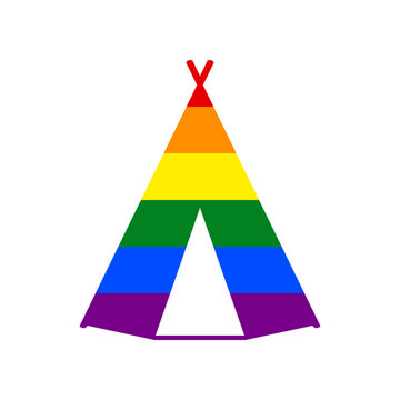 Wigwam sign. Rainbow gay LGBT rights colored Icon at white Background. Illustration.
