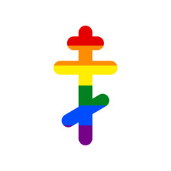 Cross sign. Rainbow gay LGBT rights colored Icon at white Background. Illustration.