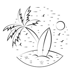 Fototapeta premium Camping Nature Adventure wild line art. Wild nature illustration for print or use as poster, card, flyer or T Shirt