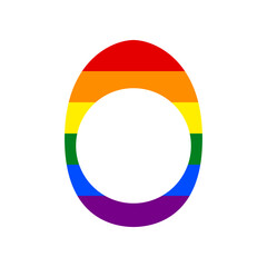 Obraz premium Egg with yolk. Rainbow gay LGBT rights colored Icon at white Background. Illustration.
