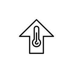 Temperature increase. Line icon, black, temperature. Vector icon.