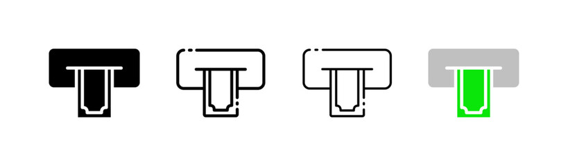 ATM. Different styles, color, ATM with money. vector icon.