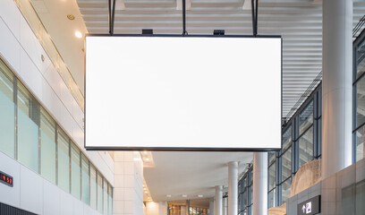 Blank advertising billboard at airport,mockup poster media template ads display	