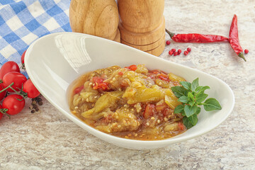 Caucasian Mangal salad with baked vegetables
