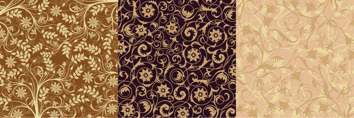vintage floral flower pattern decoration abstract textile background vector set