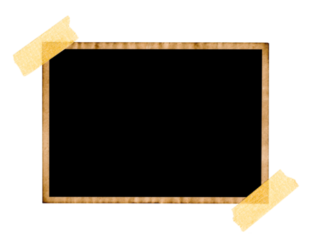 Old post card frame with tape