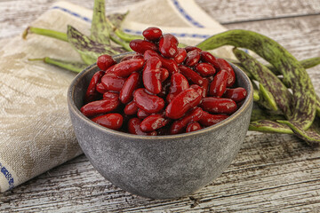 Baked red canned bean in the bowl