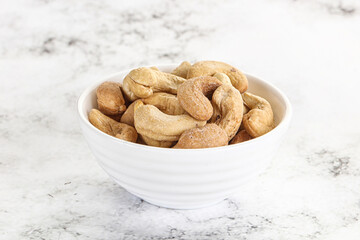 Cashew nuts heap in the bowl