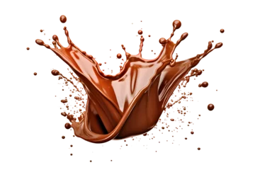 Fotobehang Chocolate splash isolated transparency background. Generative AI. © renis