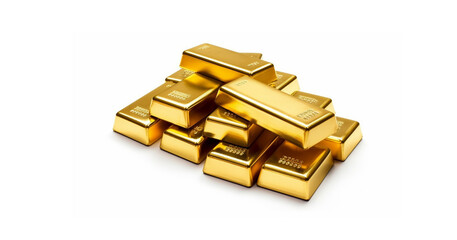 Gold bars of 200 g on a white background. A pile of gold isolated on white background