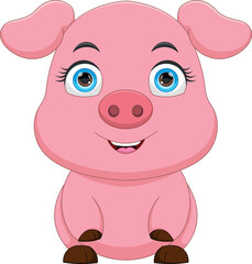 cute pig cartoon on white background