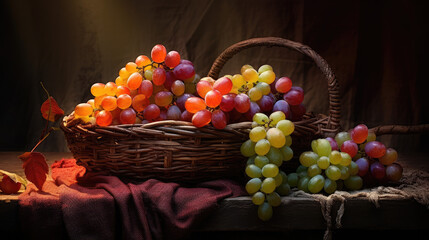Naklejka premium grapes in basket