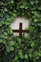 The cross of God in the rays of the sun. Background of religions