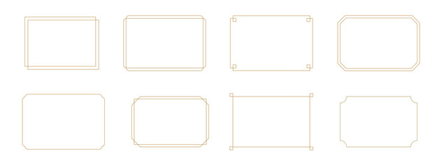 シンプルで繊細な金色のラインフレームのセット