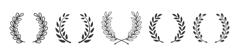 Fototapeta na wymiar Black laurel wreath frame icon vector illustration in white background