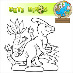 cute prehistoric dinosaur parasaurolophus coloring book