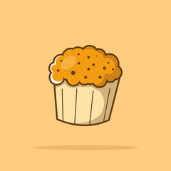 Cup Cake Cartoon Vector Icon Illustration. Food Snack Icon Concept Isolated Premium Vector. Flat Cartoon Style