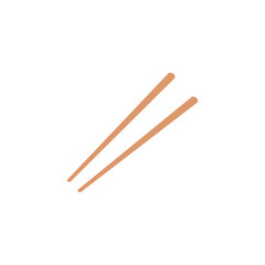 Pair of wooden chopsticks for Asian cuisine flat style