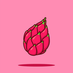 Dragon fruit Fruit Cartoon Vector Icon Illustration. Food Nature Icon Concept Isolated Premium Vector