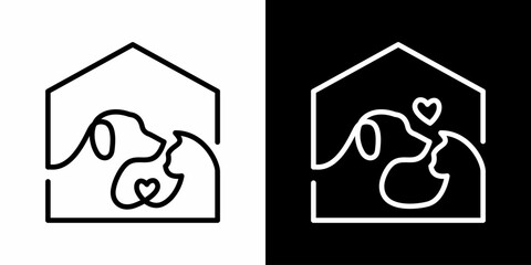 home cat dog line art outline icon symbols vector logo illustration