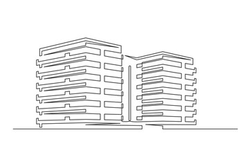 Continuous one line building. Vintage building isolated on a white background. Business concept. Vector illustration