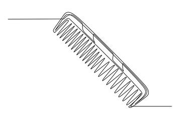 Continuous one line barber comb. Vintage barber comb isolated on a white background. Barbershop concept. Vector illustration - obrazy, fototapety, plakaty