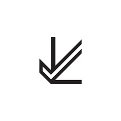 initial letter L check logo outline