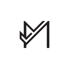 initial letter M check logo outline