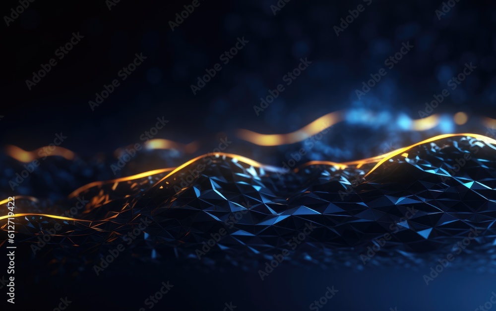 Poster abstract waving particle technology background design. abstract wave moving dots flow particles, hi-