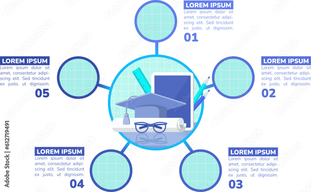 Aufkleber higher education degree blue infographic chart design template. abstract vector infochart with blank