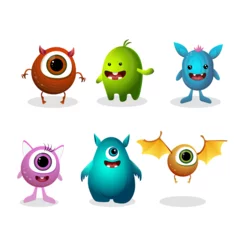 Fotobehang set of cute monsters clip art isolated © Anna