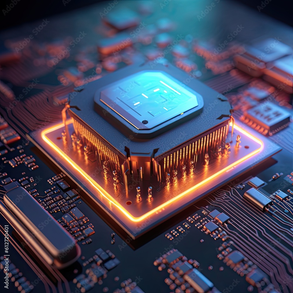 Poster technology background microprocessor chipset central processor unit cyber and futuristic concept, ha