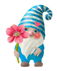 Cute lovely valentine gnome Isolated ai generative