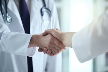 Medicine and health care concept, Doctors handshake after operation. Generative AI