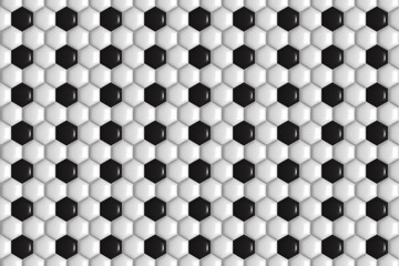 abstract hexagonal geometric background honeycomb white and Black texture, 3D illustration.	