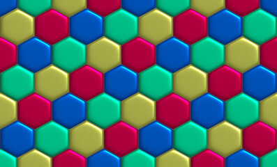 abstract hexagonal geometric background Colorful metallic texture, 3D illustration.