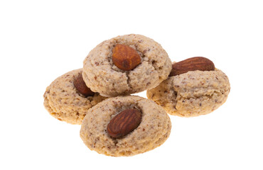 hazelnut cookies with almonds isolated