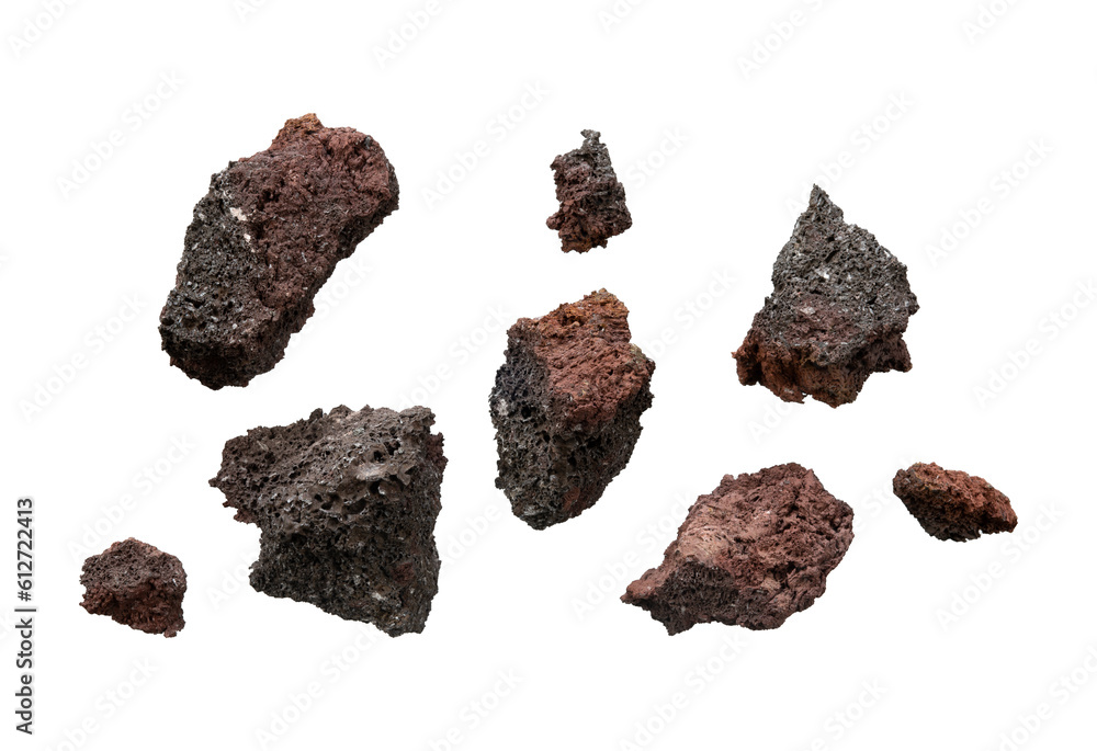 Poster Set of rough stone particle element isolated